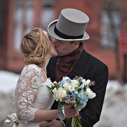 Bride and Groom Kissing